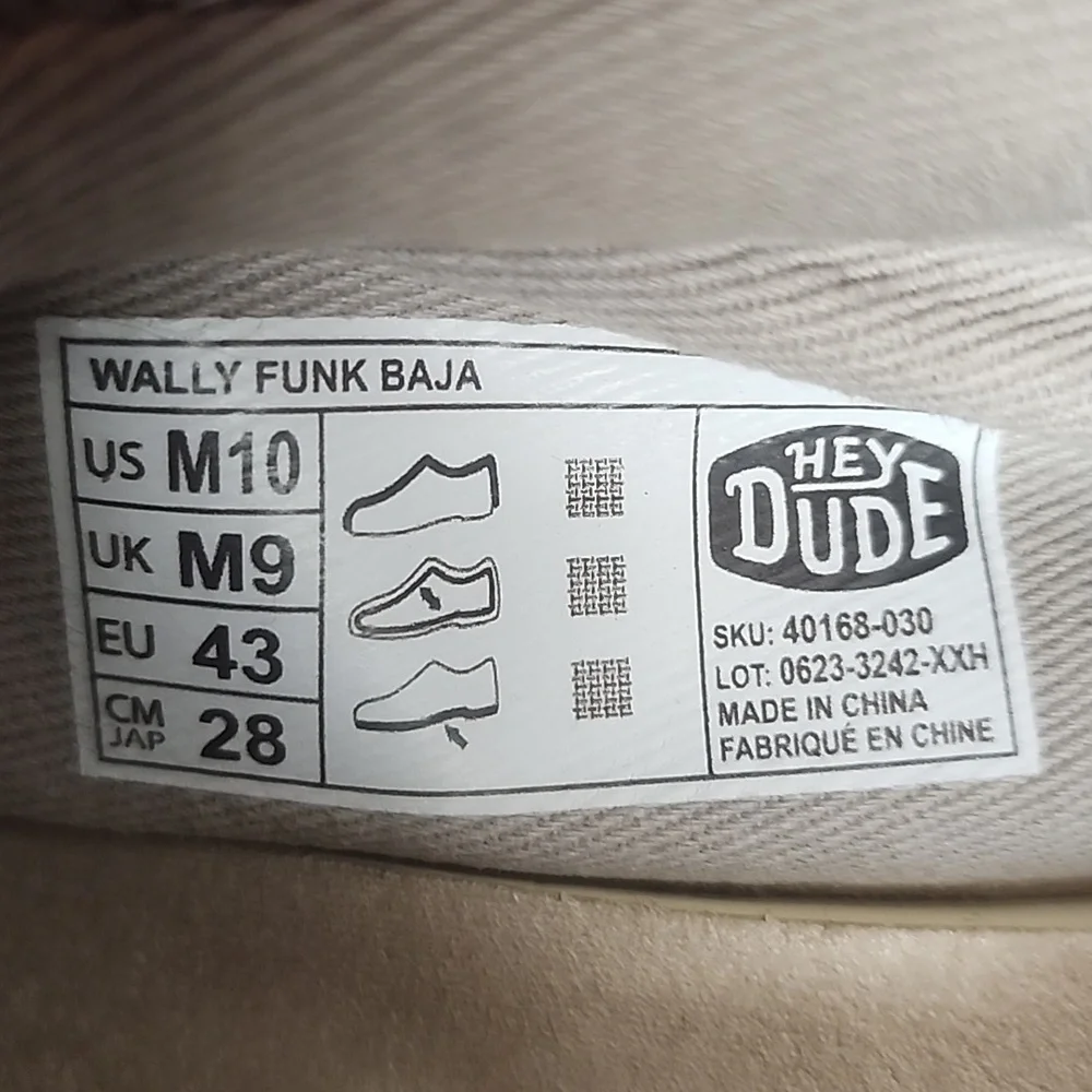 Hey Dude casual Wally Funk Baja gray slip on shoes. Size 10M.  Comfortable.
